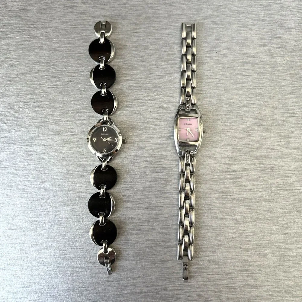 Lot of 2 Fossil Women's Watches Stainless Steel Bracelet Strap ES-9954 & ES-1871